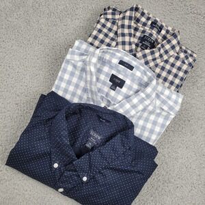 J. Crew Mens XL Slim Flex Washed Button Down Shirt Lot‎ Gingham Polka Dot